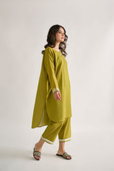 DC-2127 GREEN KARANDI 2PCS EMBROIDERED KURTA WITH TROUSER